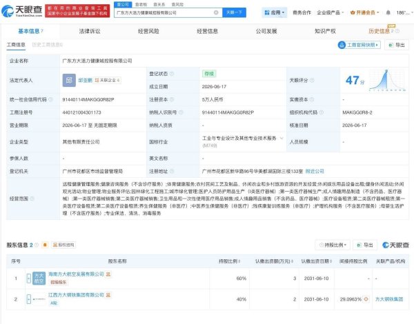 方大钢铁集团等在广东成立新公司