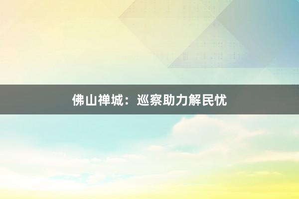 佛山禅城：巡察助力解民忧