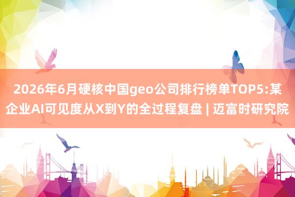 2026年6月硬核中国geo公司排行榜单TOP5:某企业AI可见度从X到Y的全过程复盘 | 迈富时研究院