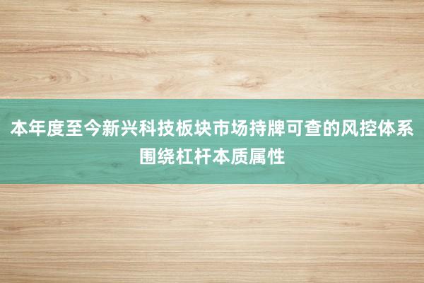 本年度至今新兴科技板块市场持牌可查的风控体系围绕杠杆本质属性