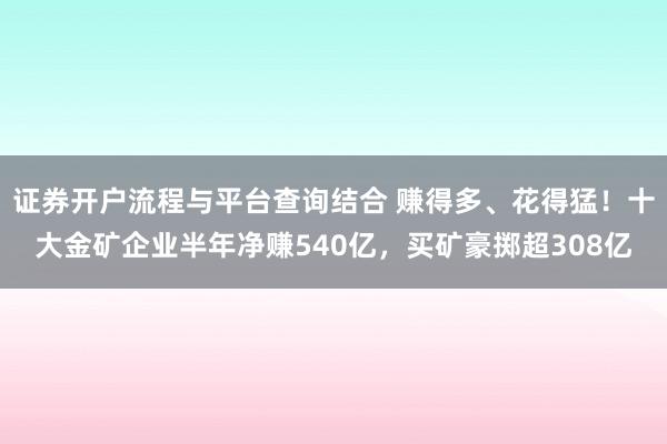 证券开户流程与平台查询结合 赚得多、花得猛！十大金矿企业半年净赚540亿，买矿豪掷超308亿