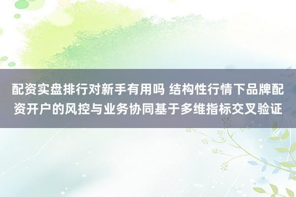 配资实盘排行对新手有用吗 结构性行情下品牌配资开户的风控与业务协同基于多维指标交叉验证