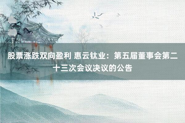 股票涨跌双向盈利 惠云钛业：第五届董事会第二十三次会议决议的公告