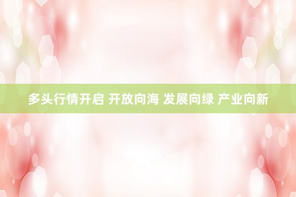 多头行情开启 开放向海 发展向绿 产业向新