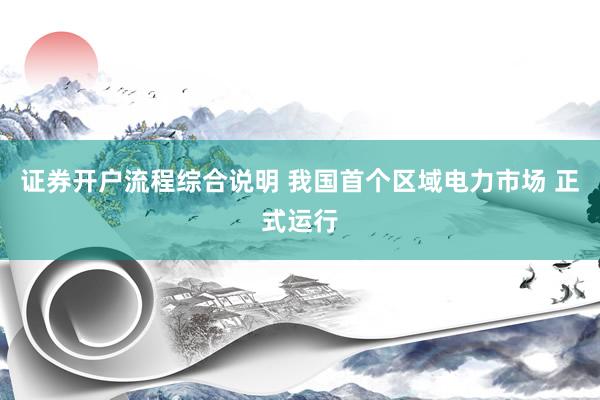 证券开户流程综合说明 我国首个区域电力市场 正式运行